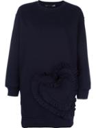 Love Moschino Logo Applique Sweatshirt Dress, Women's, Size: 42, Blue, Cotton/polyester