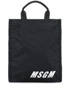 Msgm Contrast Logo Patch Tote - Black