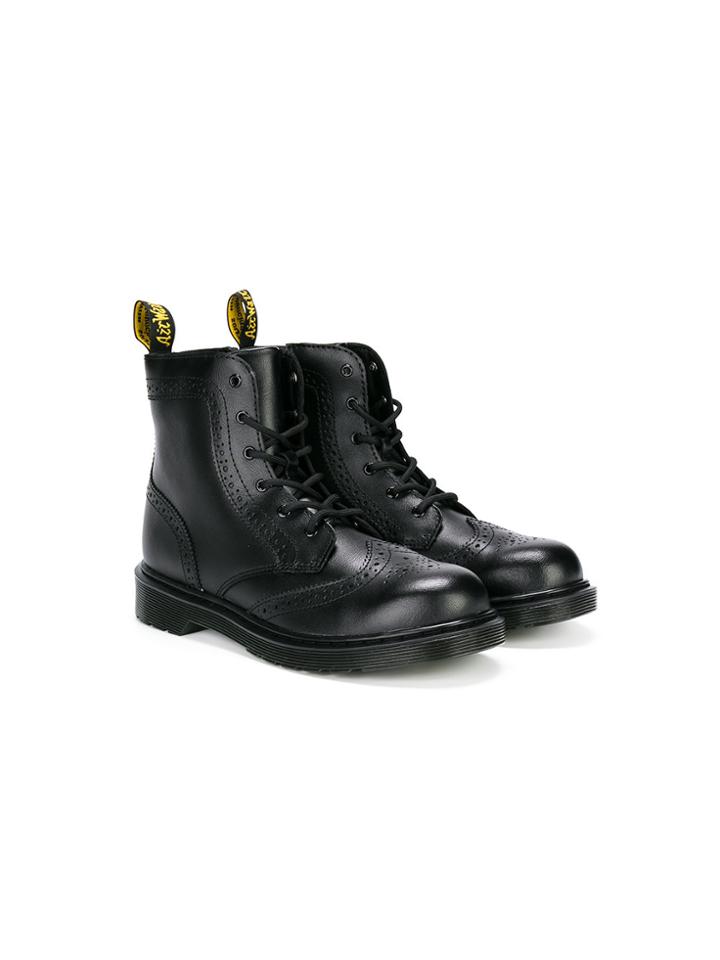 Dr. Martens Kids Lace-up Combat Boots - Black