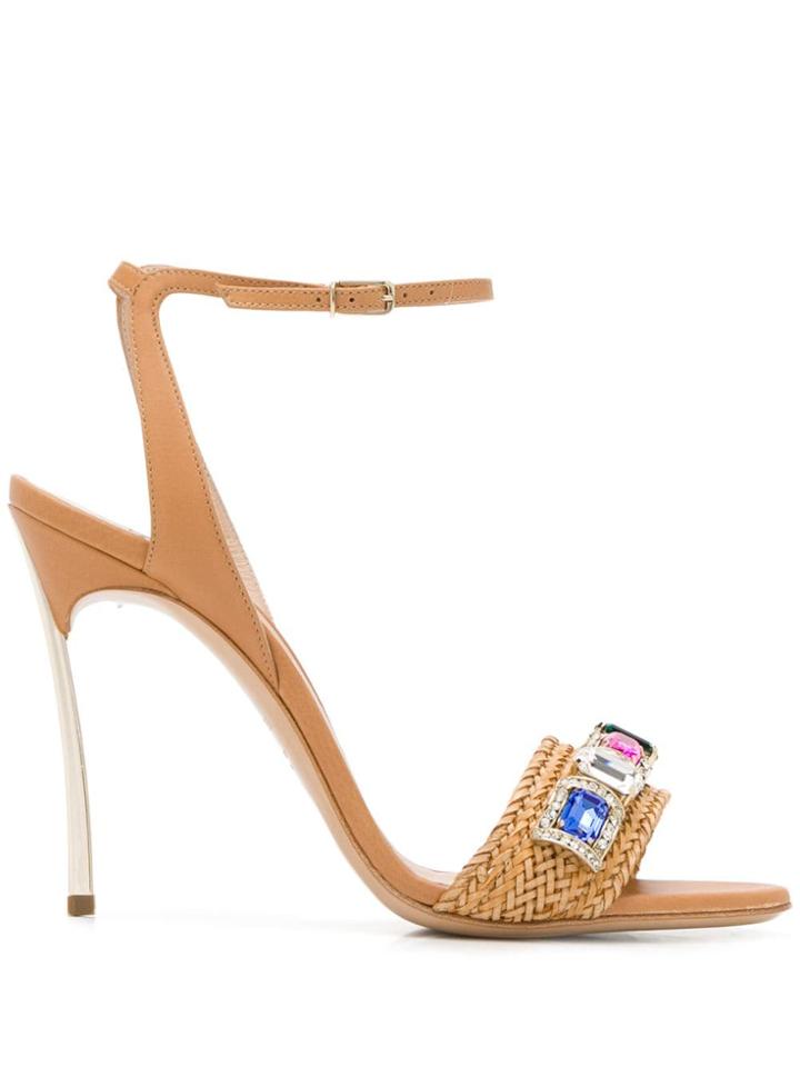 Casadei Embellished Weave Sandals - Neutrals
