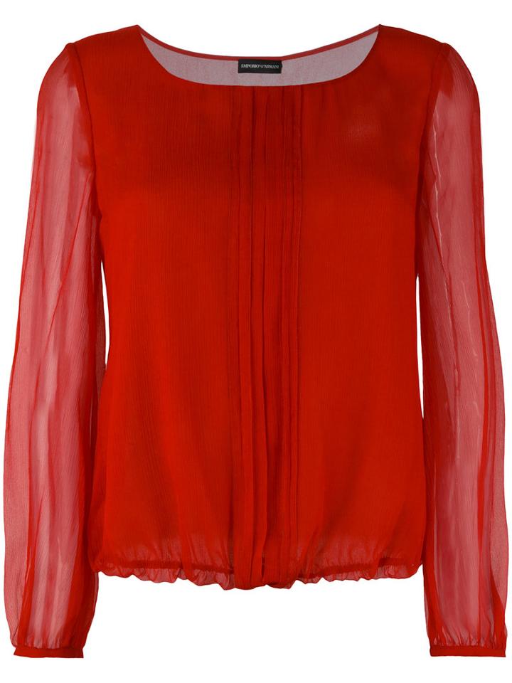 Emporio Armani - Shift Blouse - Women - Silk/polyester - 42, Red, Silk/polyester