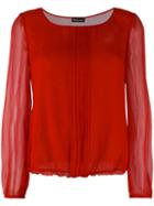 Emporio Armani - Shift Blouse - Women - Silk/polyester - 42, Red, Silk/polyester