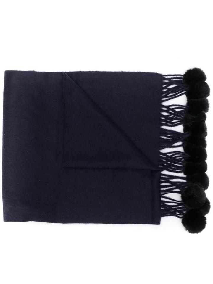 N.peal Rabbit Fur Bobble Scarf - Blue