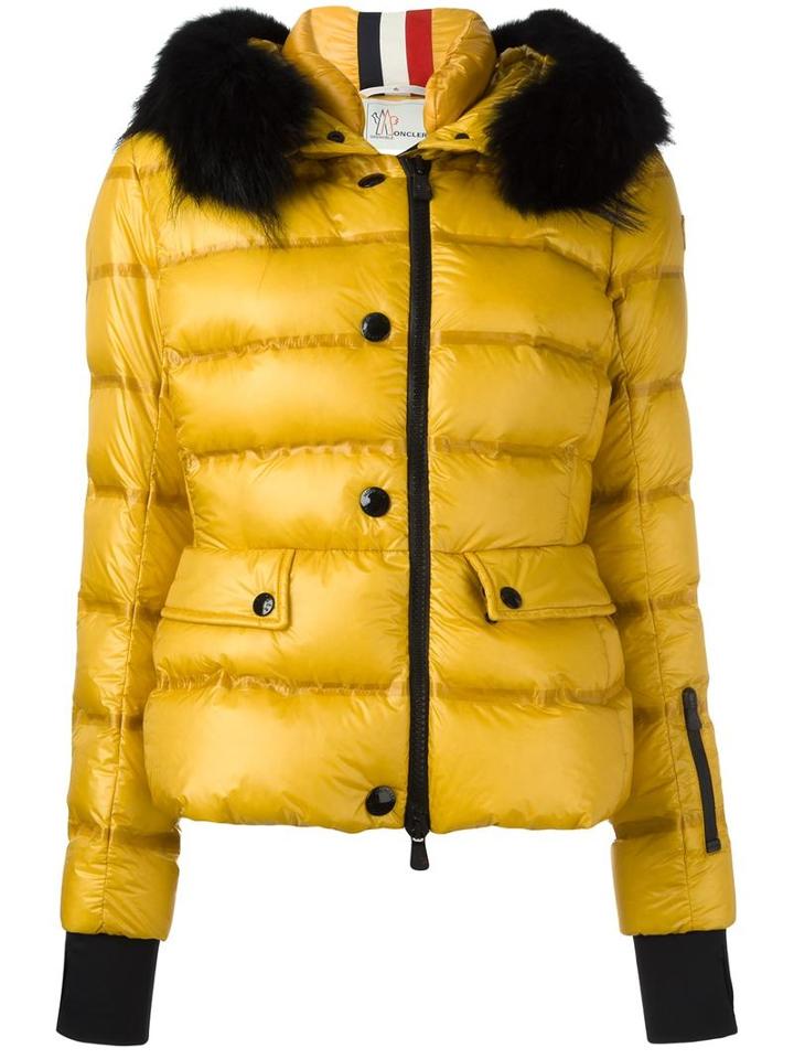Moncler Grenoble Zipped Hooded Jacket, Women's, Size: 0, Yellow/orange, Coyote Fur/feather Down/polyamide/polyester