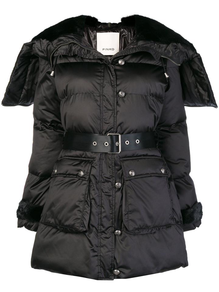 Pinko Oversized Collar Puffer Jacket - Black