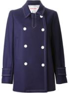 See By Chloé Double Breasted Coat, Women's, Size: 46, Blue, Polyamide/viscose/wool