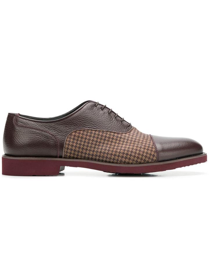 Moreschi Checked Panel Oxford Shoes - Red