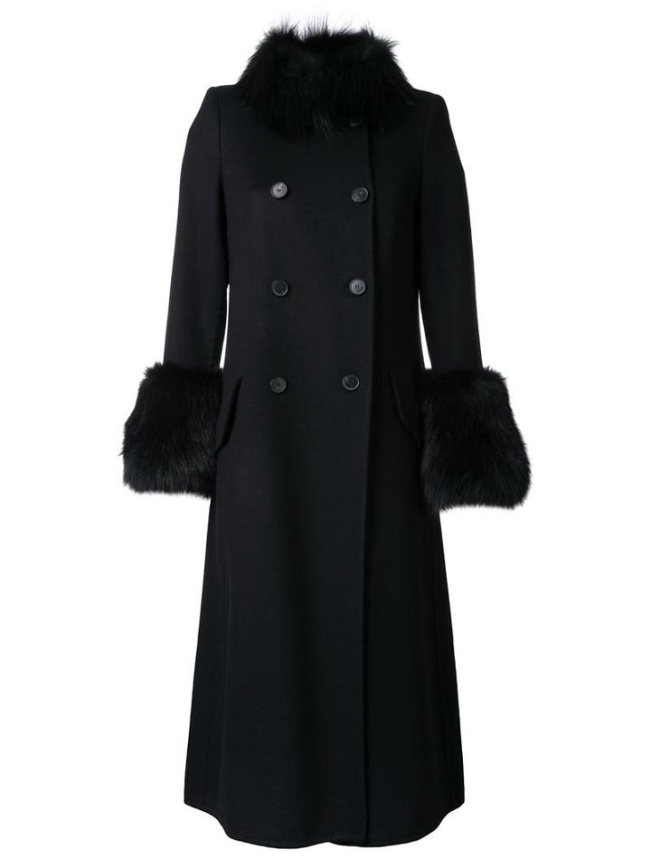 Ermanno Scervino Double Breasted Coat, Women's, Size: 40, Black, Virgin Wool/angora/wool
