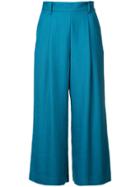 Loveless Cropped Flared Trousers - Blue