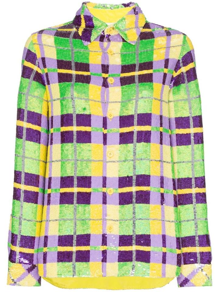 Ashish Sequin Embellished Check Shirt - Multicolour