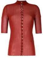 Jil Sander Navy Ribbed Knit Shirt - Red