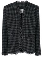 Msgm Houndstooth Check Coat - Black