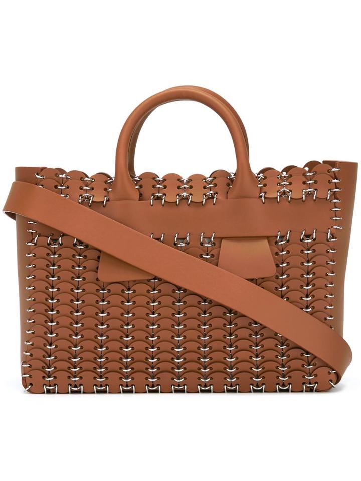 Paco Rabanne Woven Tote Bag, Women's, Brown