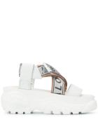 Buffalo Logo Strap Sandals - White