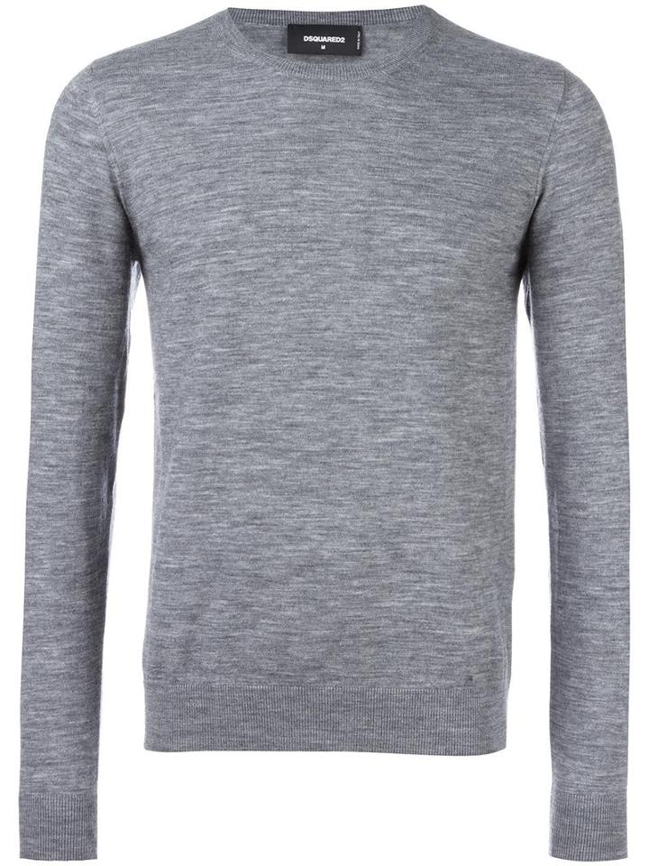 Dsquared2 Crew Neck Jumper, Men's, Size: Large, Grey, Polyester/wool