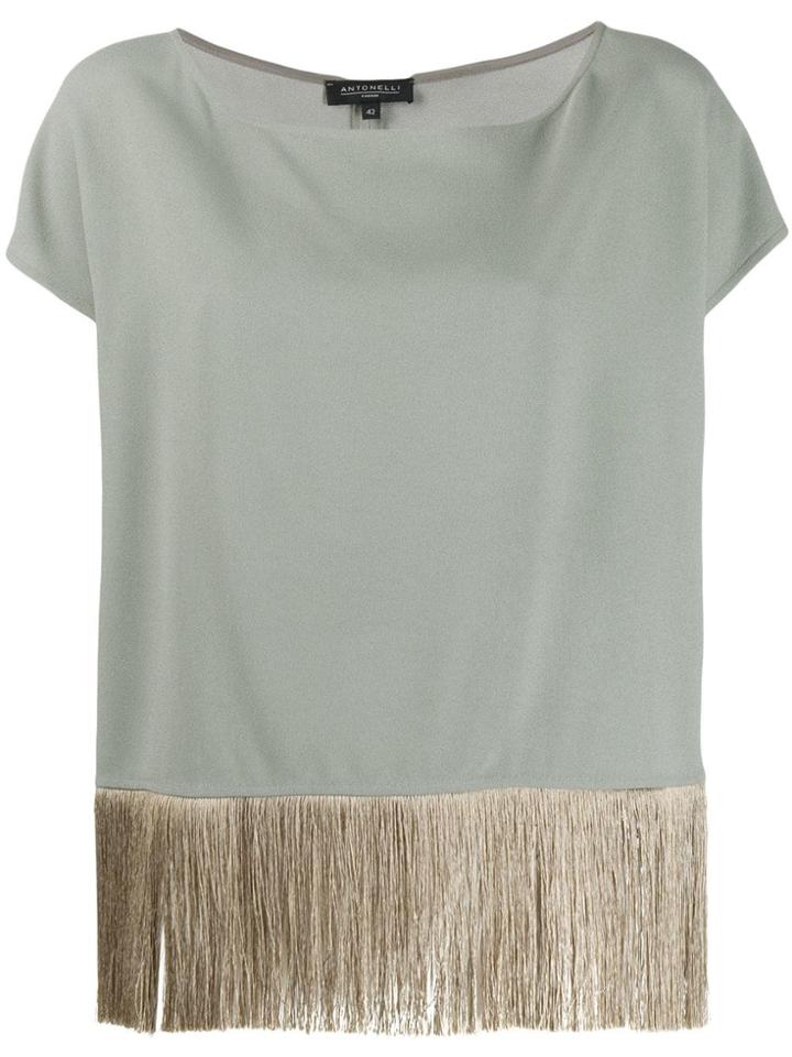 Antonelli Fringed Hem T-shirt - Green