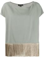 Antonelli Fringed Hem T-shirt - Green