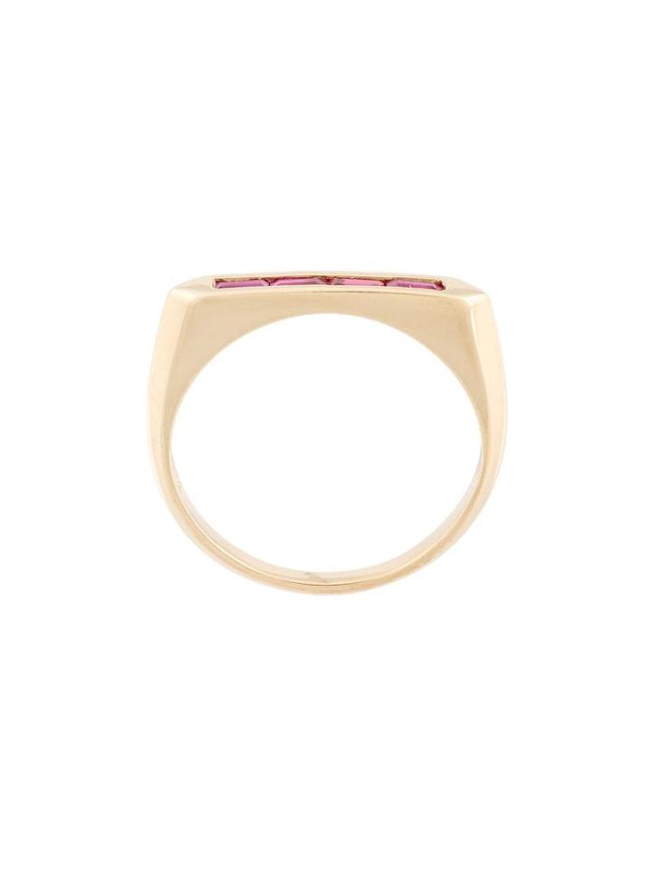 Lizzie Mandler Fine Jewelry 18k Gold And Ruby 'knife Edge' Ring, Women's, Size: 7, Metallic