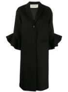 Valentino Ruffle Sleeve Coat - Black