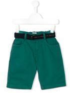 Lapin House - Belted Denim Shorts - Kids - Cotton/spandex/elastane - 8 Yrs, Boy's, Green