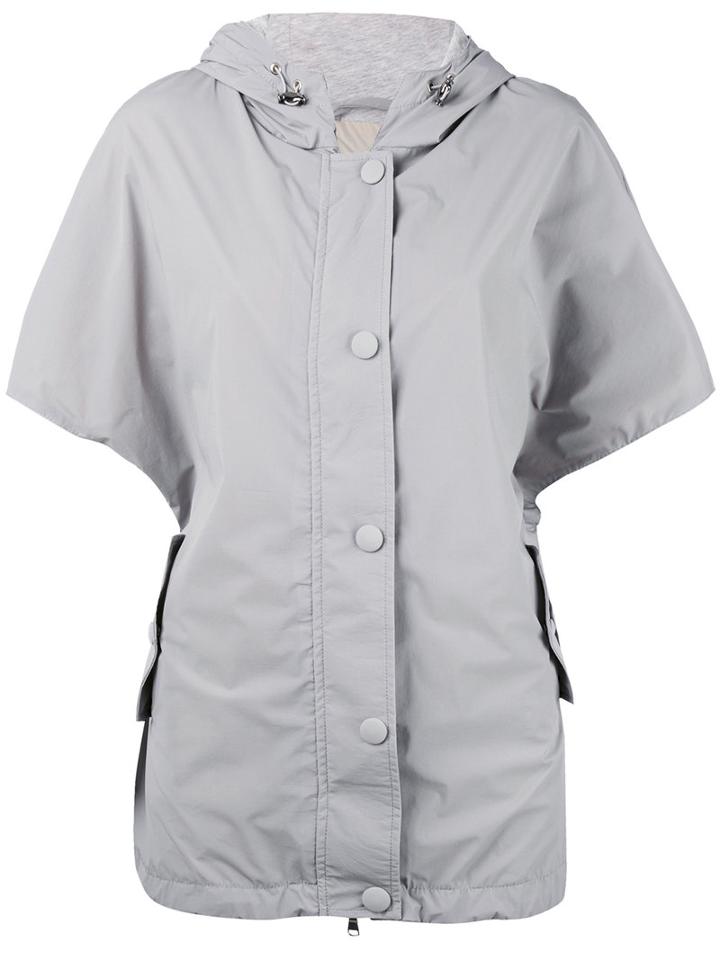 Eleventy - Shortsleeved Hooded Jacket - Women - Polyamide/spandex/elastane/nylon - L, Grey, Polyamide/spandex/elastane/nylon