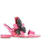 Miu Miu Flower Appliqué Sandals - Pink