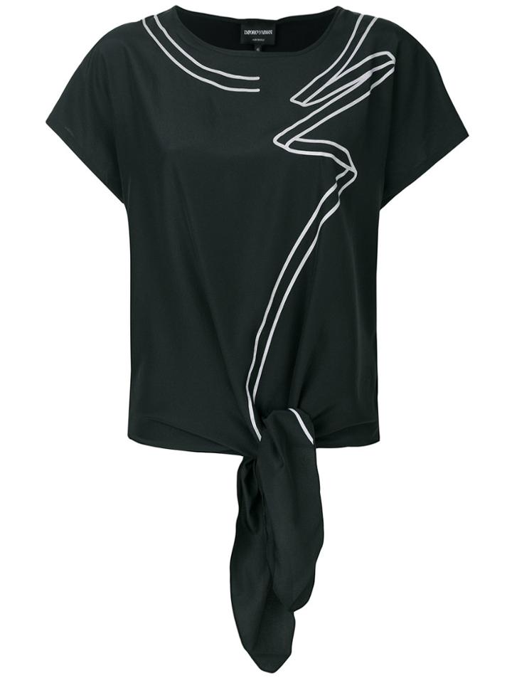 Emporio Armani Asymmetric Print T-shirt - Black