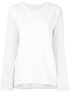 Water Striped Sleeves Oversized Sweatshirt, Women's, Size: Medium, White, Cotton