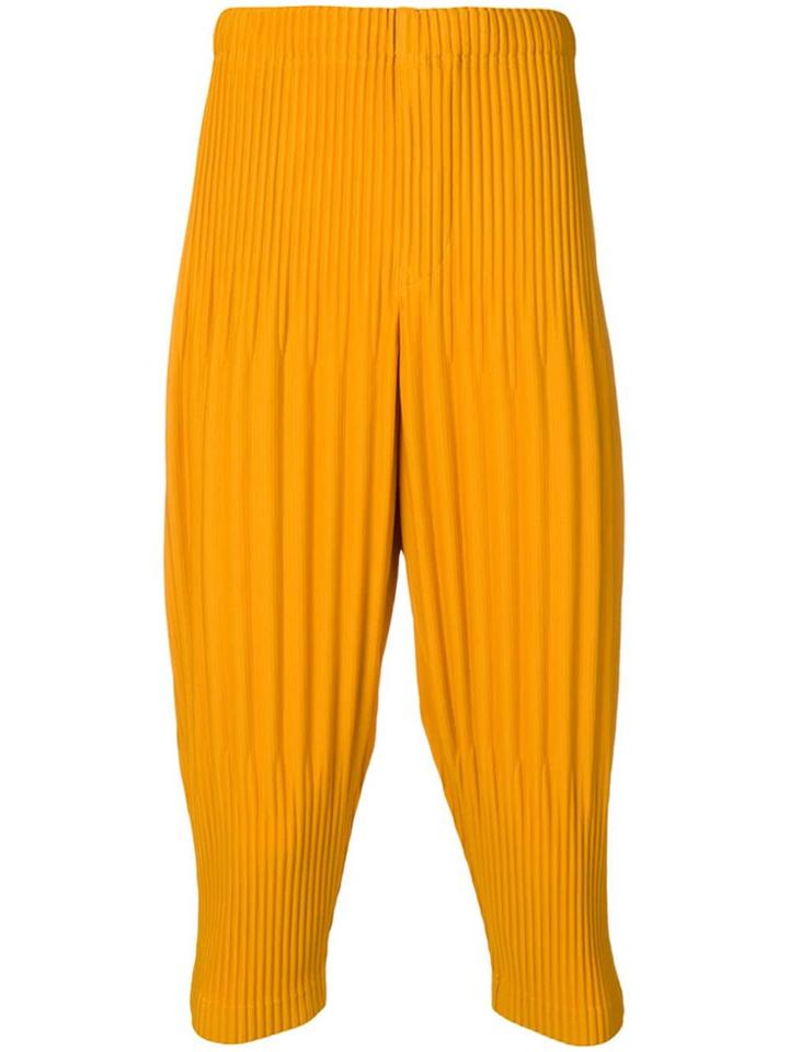 Homme Plissé Issey Miyake Cropped Pleated Trousers - Yellow