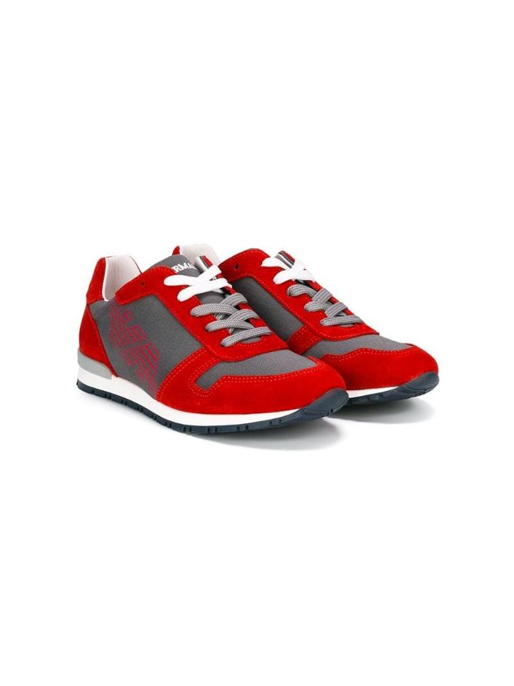 Emporio Armani Kids Logo Printed Sneakers - Red