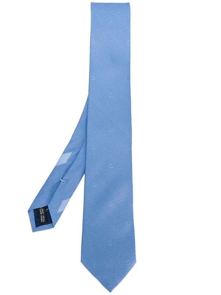 Salvatore Ferragamo Gancini Embroidered Tie - Blue