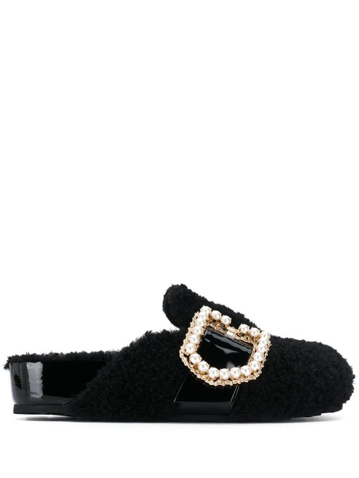 Suecomma Bonnie Embellished Buckle Sandals - Black
