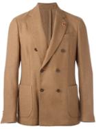 Lardini Double-breasted Blazer, Men's, Size: 54, Brown, Polyester/camel Hair