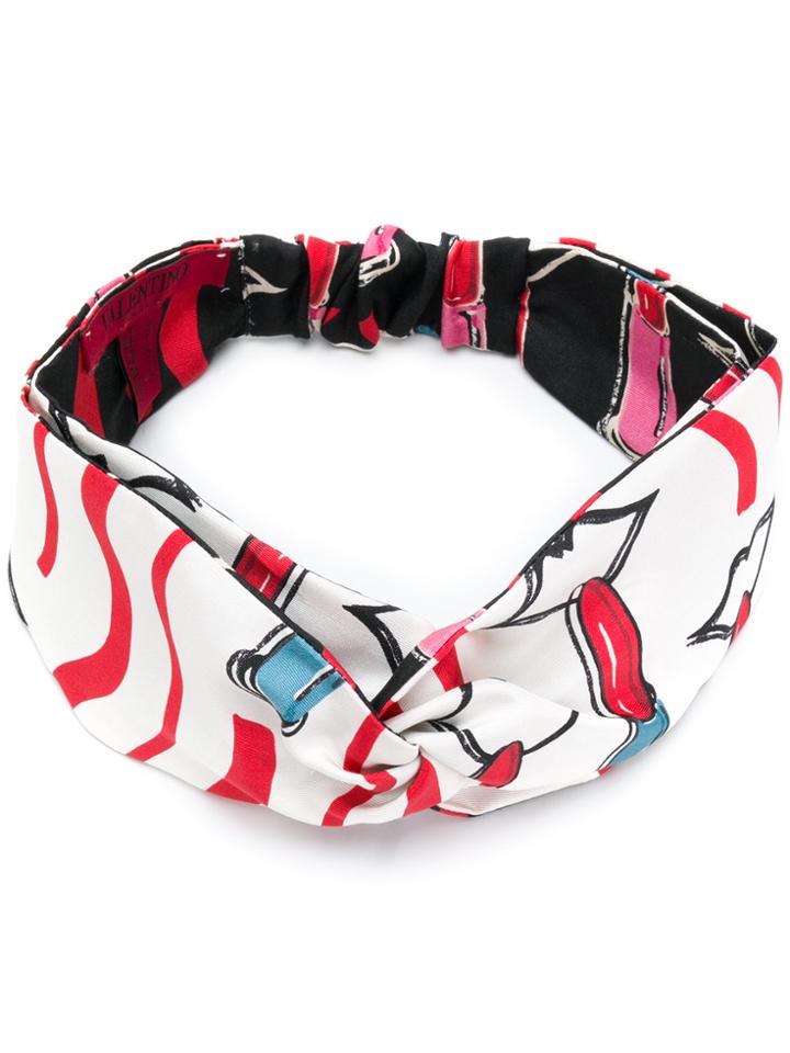 Valentino Lipstick Print Headband - White