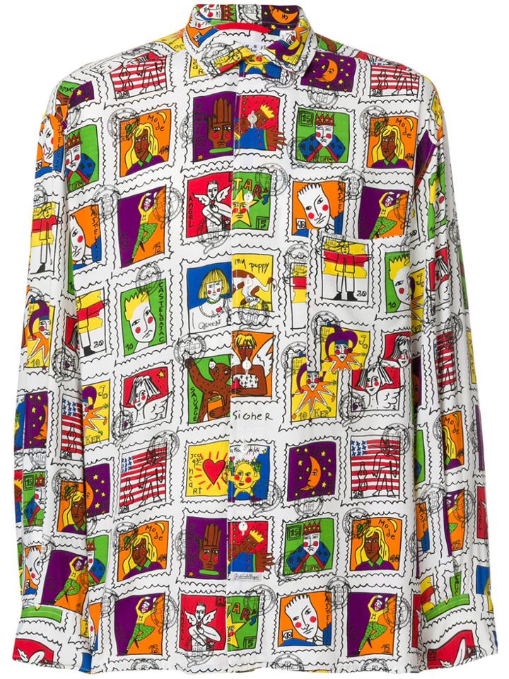 Jc De Castelbajac Vintage Stamps Illustration Shirt - White