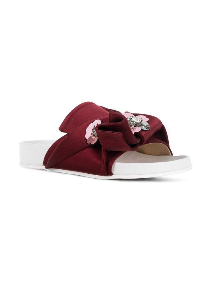 No21 Embellished Abstract Bow Slides - Red