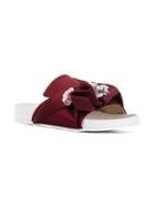 No21 Embellished Abstract Bow Slides - Red