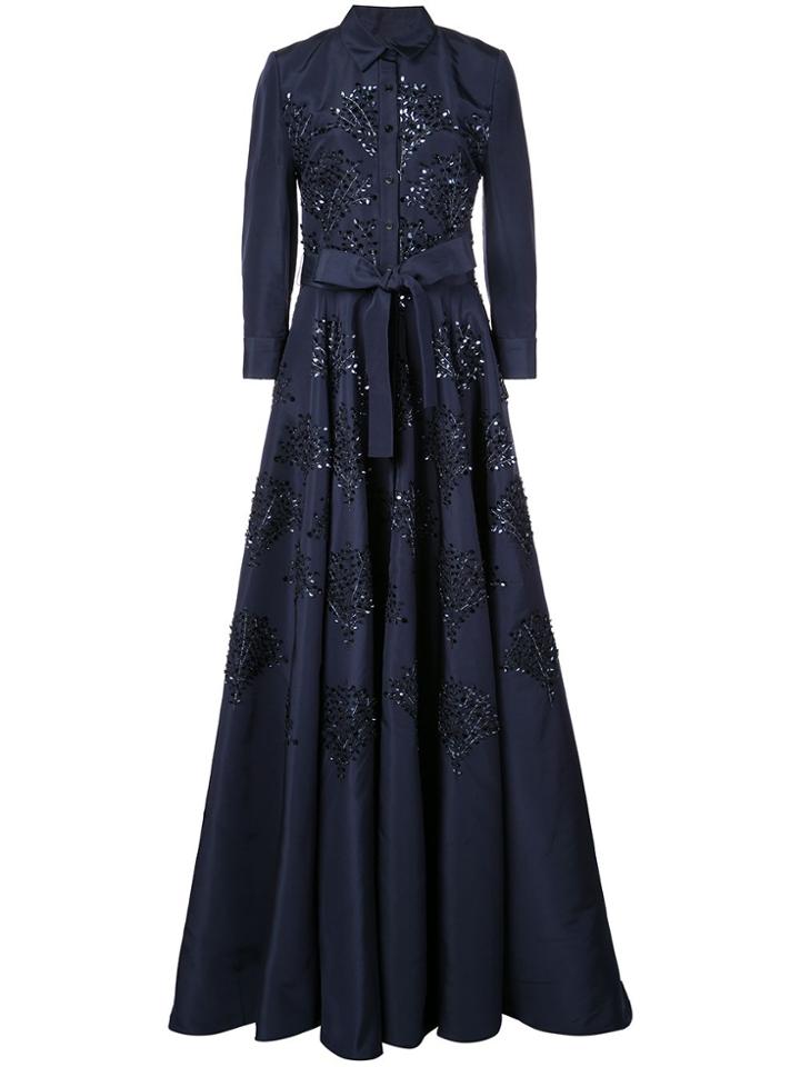 Carolina Herrera Crystal Embellished Evening Dress - Blue