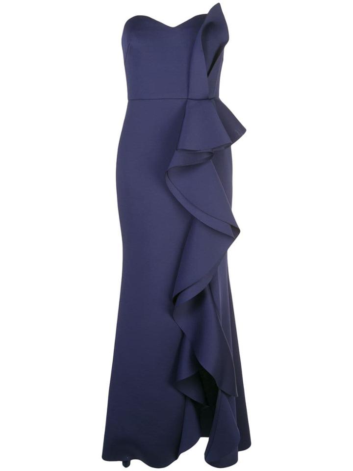 Badgley Mischka Empire Line Frilled Dress - Blue