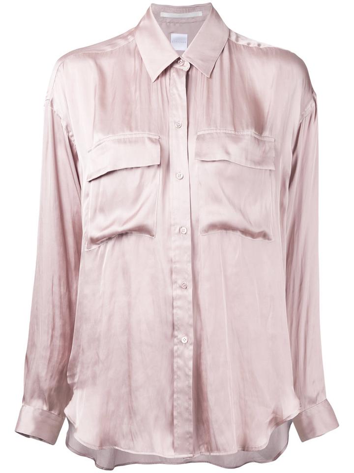Cityshop - Flap Pocket Shirt - Women - Polyester - One Size, Pink/purple, Polyester