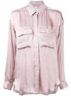 Cityshop - Flap Pocket Shirt - Women - Polyester - One Size, Pink/purple, Polyester