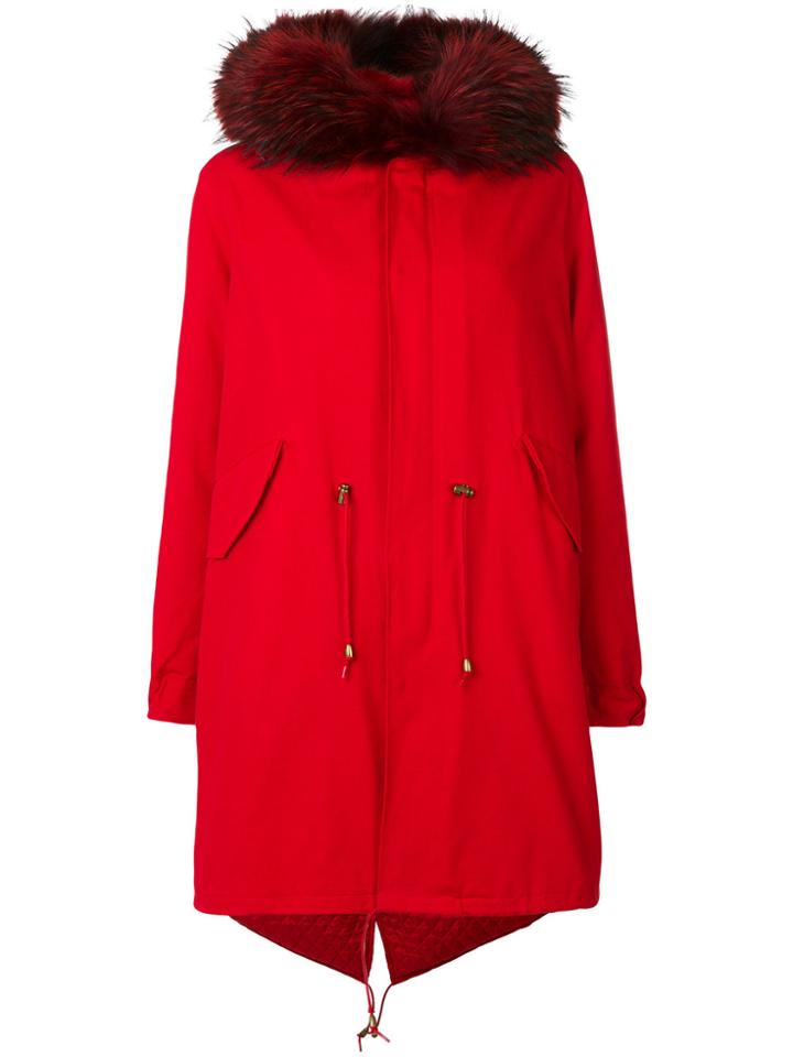 Furs66 Parka Canvas Coat - Red