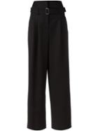 Erika Cavallini Wide Leg Trousers, Women's, Size: 38, Black, Polyester/acetate/virgin Wool