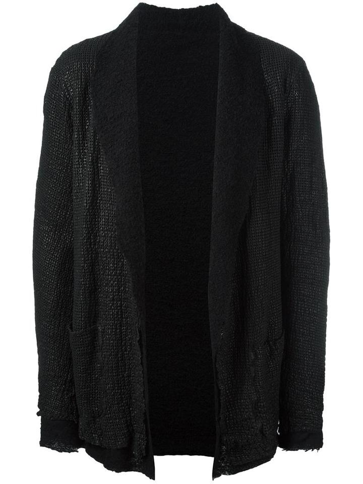 Salvatore Santoro Coated Shawl Lapel Jacket, Men's, Size: 52, Black, Cotton/leather