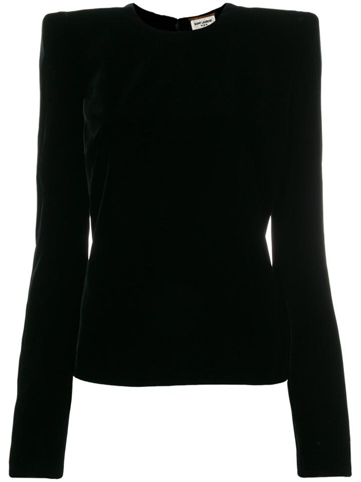 Saint Laurent Structured Velvet Top - Black