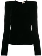 Saint Laurent Structured Velvet Top - Black