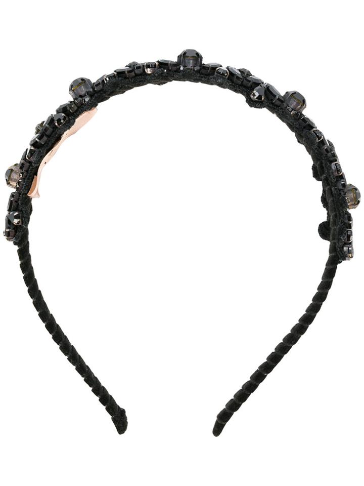 No21 Crystal Embellished Hairband - Black