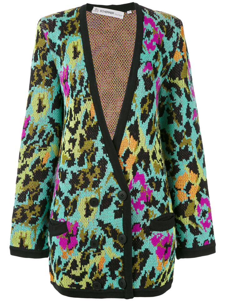 Jean Louis Scherrer Vintage Floral Intarsia 1990 Cardigan -