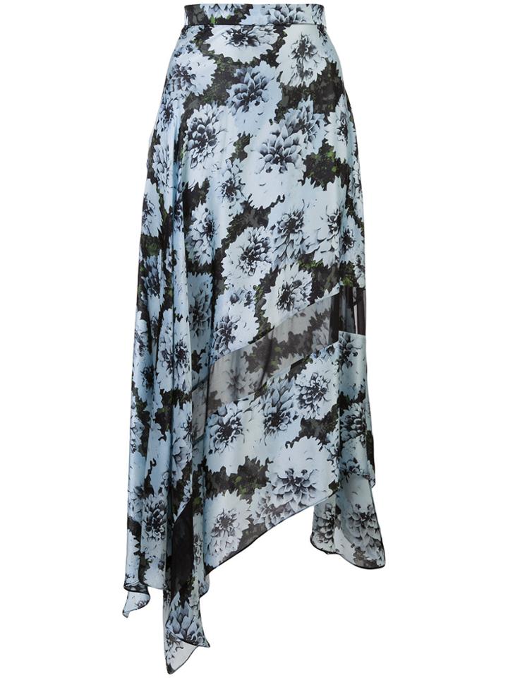 Fleur Du Mal Floral Print Asymmetric Skirt - Blue