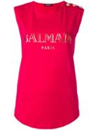 Balmain Logo T-shirt, Women's, Size: 36, Pink/purple, Cotton